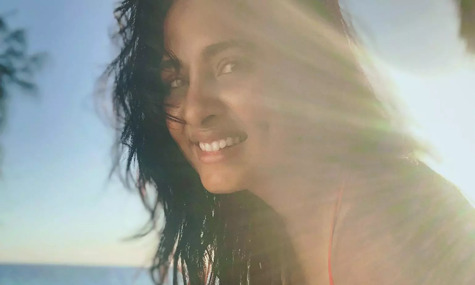 Actress Srushti Dange Enjoying Sunrise At Sea