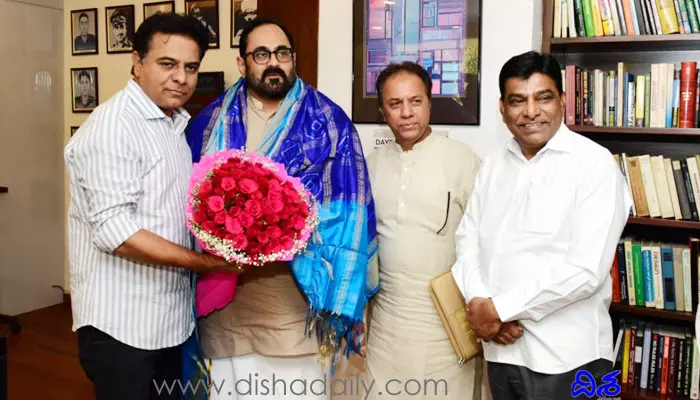 KTR meets union minister Rajeev Chandrasekhar for financial support to information technology