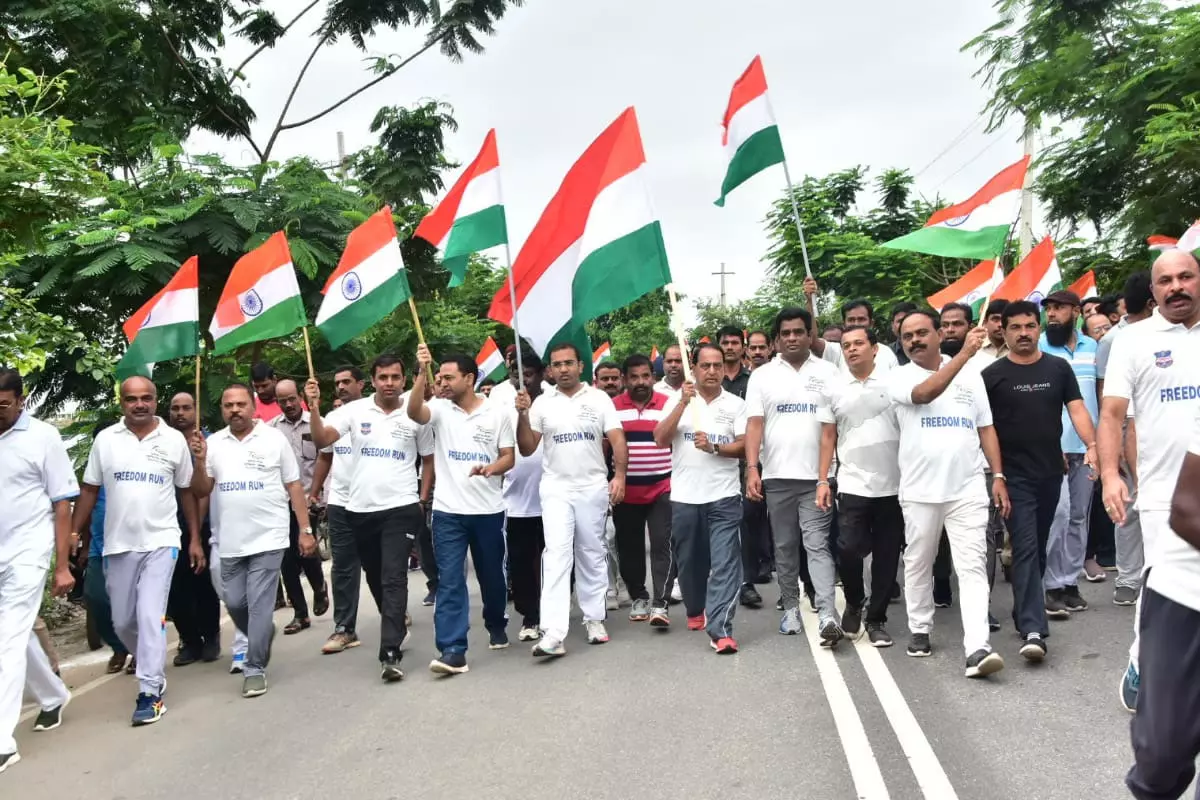 Minister Indrakaran Reddy takes part in Swatantra Bharata Vajrotsavalu celebration