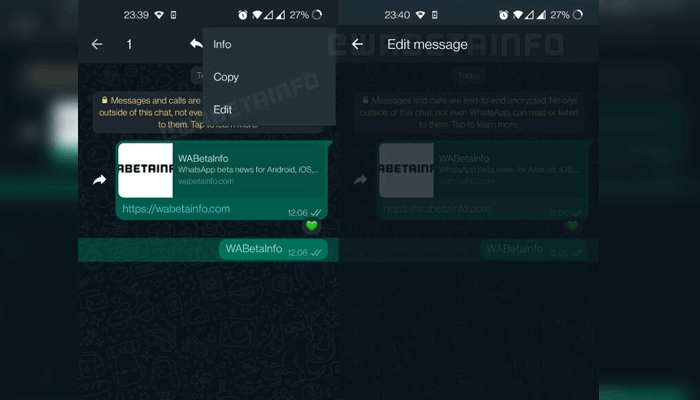 వాట్సాప్‌లో సెండ్ అయిన మెసేజ్‌లను ఎడిట్ చేసుకునే ఫీచర్