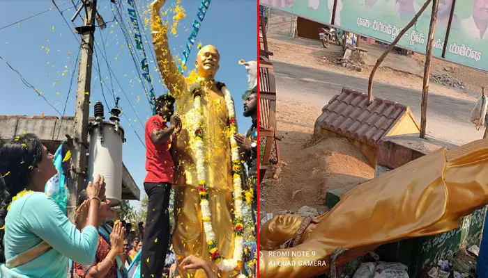 వైఎస్సార్ విగ్రహం ధ్వంసం