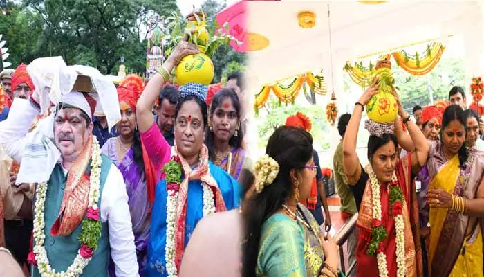 Bonalu at Secretariat: తెలంగాణ సచివాలయంలో బోనాల వేడుకలు.. బోనమెత్తిన మంత్రి, సీఎస్