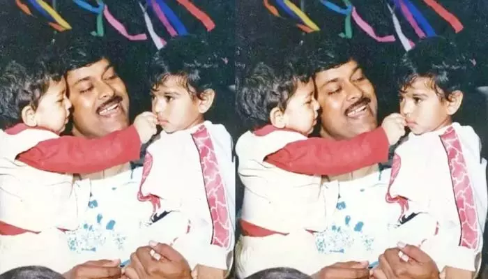 MEGASTAR CHIRANJEEVI: చిరంజీవి ఎత్తుకుని ముద్దాడుతోన్న ఈ బుడ్డోళ్లు ఎవరో గుర్తుపట్టండి..!