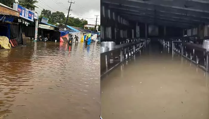 భద్రాచలం పట్టణంలో భారీ వర్షం.. నీట మునిగిన రాములోరి పట్టణం