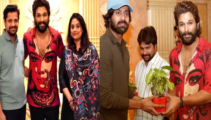 Allu Arjun: ఆయ్ మూవీ హీరోని అభినందించిన బన్నీ.. ఆ ఫొటోల్లో అల్లు అర్జున్ షర్ట్‌ పై అమ్మాయిని గమనించారా?