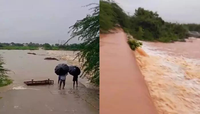 నాగర్ కర్నూల్ జిల్లాలో దంచి కొట్టిన వానలు.. పొంగి పొర్లుతున్న దుందుభి వాగు