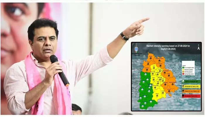 KTR : భారీ వర్షంపై గత నెలలోనే తెలిపిన వాతావరణ కేంద్రం.. కేటీఆర్ ఆసక్తికర పోస్ట్