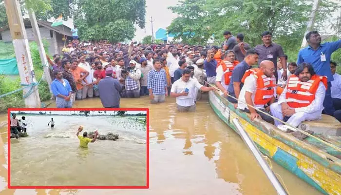 పిఠాపురంలో భారీ వరదలు.. నీటమునిగిన డిప్యూటీ సీఎం పవన్ కల్యాణ్ పొలాలు