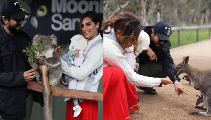 Hero Ram Charan: కంగారూలు, కోలా జంతువులతో ఆడుకుంటున్న రామ్ చరణ్ ఫ్యామిలీ.. వైరల్ అవుతున్న  ఫొటోలు