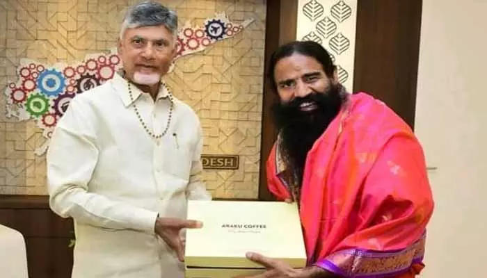 Ramdev Baba:సీఎం చంద్రబాబుతో రాందేవ్ బాబా భేటీ.. రీజన్ ఇదే!