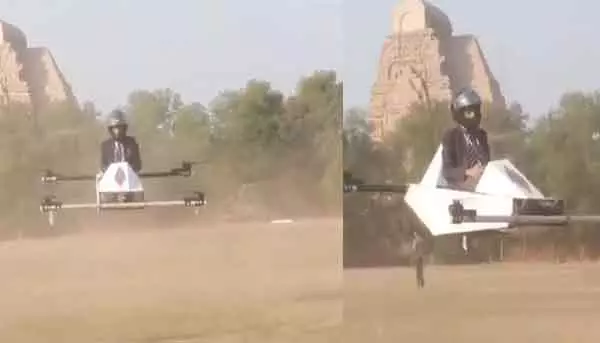 Drone taxi : ఇంటర్ విద్యార్థి మేథో సృష్టి..మనిషి ప్రయాణించే డ్రోన్ తయారీ