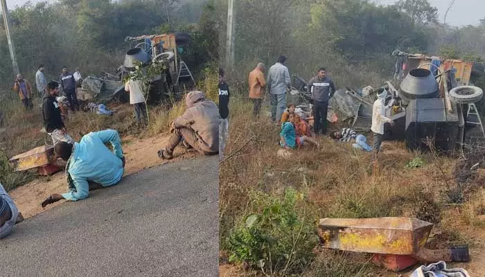 బంపర్ విరిగి బోల్తా కొట్టిన ట్రాక్టర్.. 17 మందికి గాయాలు..